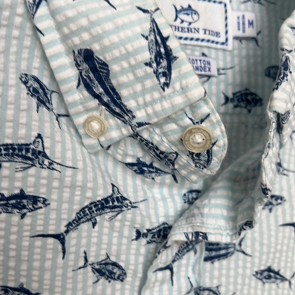 SOUTHERN TIDE Men's Balboa Printed Seersucker Short Sleeve Size M EUC - Picture 6 of 11